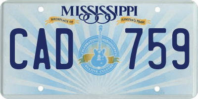 MS license plate CAD759