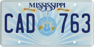 MS license plate CAD763