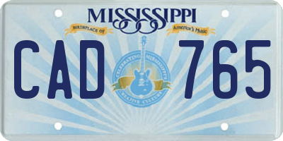 MS license plate CAD765