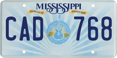 MS license plate CAD768