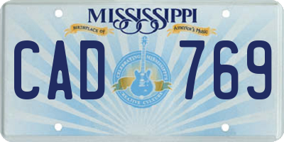 MS license plate CAD769