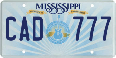 MS license plate CAD777