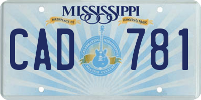 MS license plate CAD781