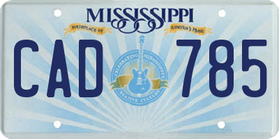 MS license plate CAD785