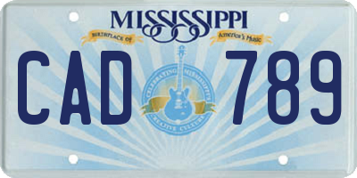 MS license plate CAD789