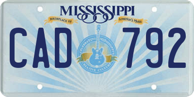 MS license plate CAD792