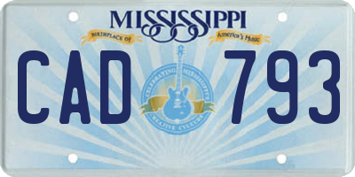 MS license plate CAD793