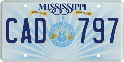 MS license plate CAD797