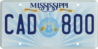 MS license plate CAD800