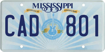 MS license plate CAD801