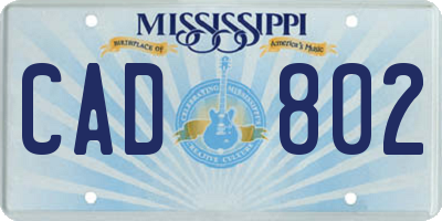MS license plate CAD802