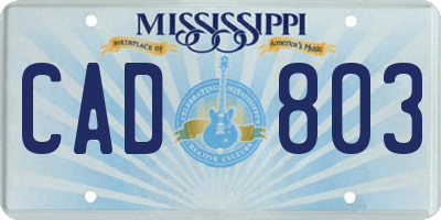 MS license plate CAD803