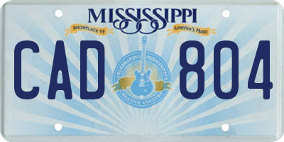 MS license plate CAD804