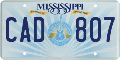 MS license plate CAD807