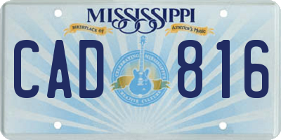 MS license plate CAD816