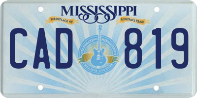 MS license plate CAD819