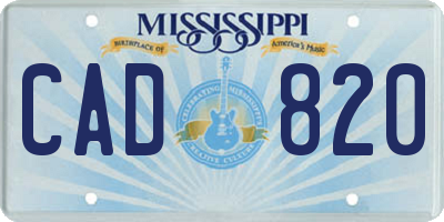 MS license plate CAD820