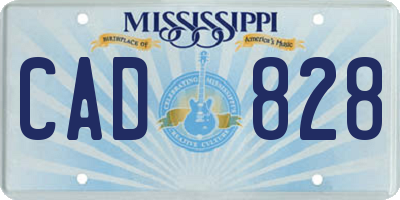 MS license plate CAD828