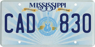 MS license plate CAD830