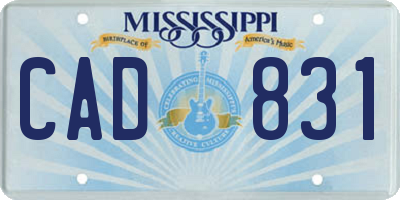 MS license plate CAD831