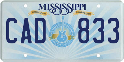 MS license plate CAD833