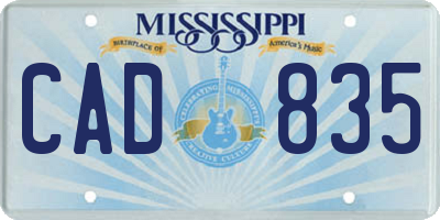 MS license plate CAD835