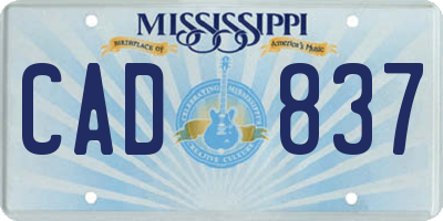 MS license plate CAD837