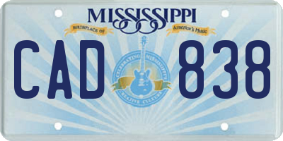 MS license plate CAD838