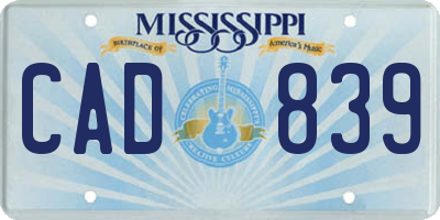 MS license plate CAD839