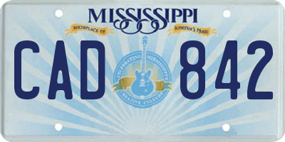 MS license plate CAD842