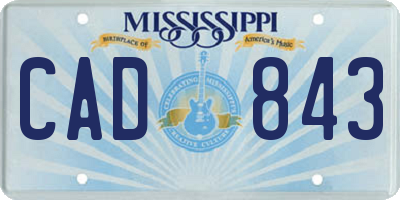 MS license plate CAD843