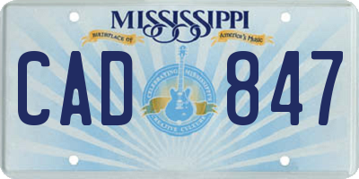 MS license plate CAD847
