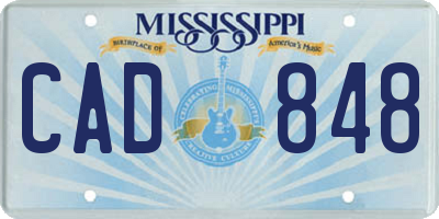MS license plate CAD848