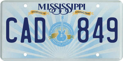 MS license plate CAD849