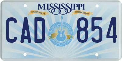 MS license plate CAD854