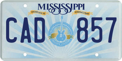 MS license plate CAD857