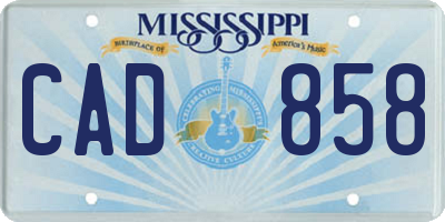 MS license plate CAD858