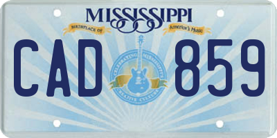 MS license plate CAD859
