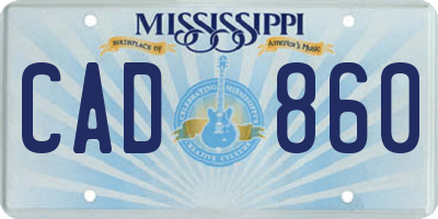 MS license plate CAD860
