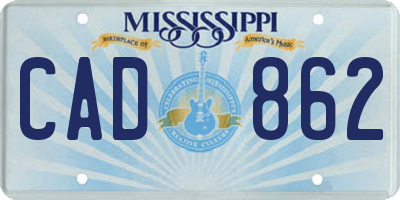 MS license plate CAD862