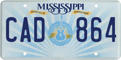 MS license plate CAD864