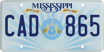 MS license plate CAD865