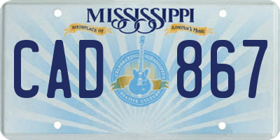 MS license plate CAD867