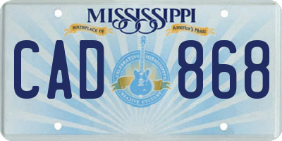 MS license plate CAD868