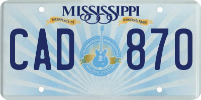 MS license plate CAD870