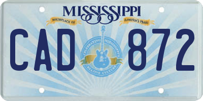 MS license plate CAD872