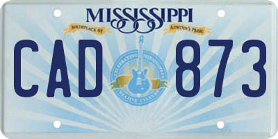 MS license plate CAD873