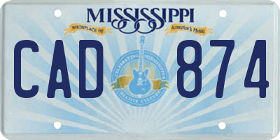 MS license plate CAD874
