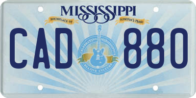 MS license plate CAD880