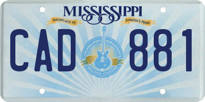 MS license plate CAD881